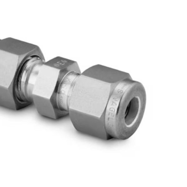 Stainless Steel Swagelok Tube Fitting, Bored-Through Union, 1/16 in. Tube OD. SS-100-6BT