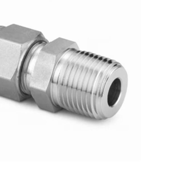 Stainless Steel Swagelok Tube Fitting, Bored-Through Male Connector, 10 mm Tube OD x 3/8 in. Male NPT.? SS-10M0-1-6BT
