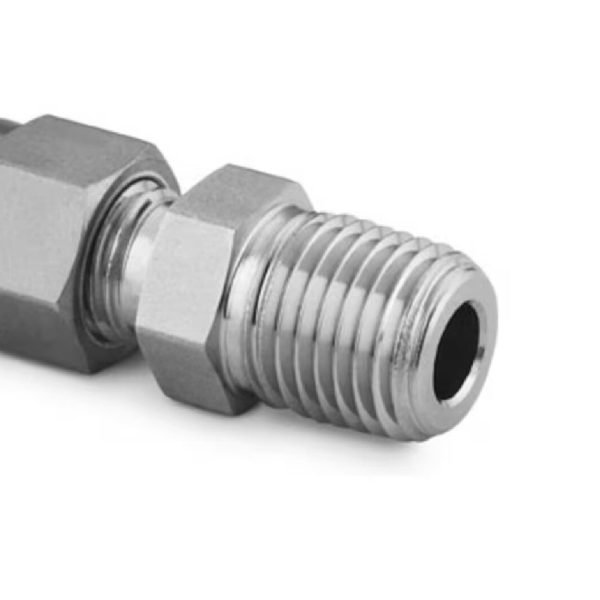 Stainless Steel Swagelok Tube Fitting, Male Connector, 1/16 in. Tube OD x 1/8 in. Male NPT SS-100-1-2