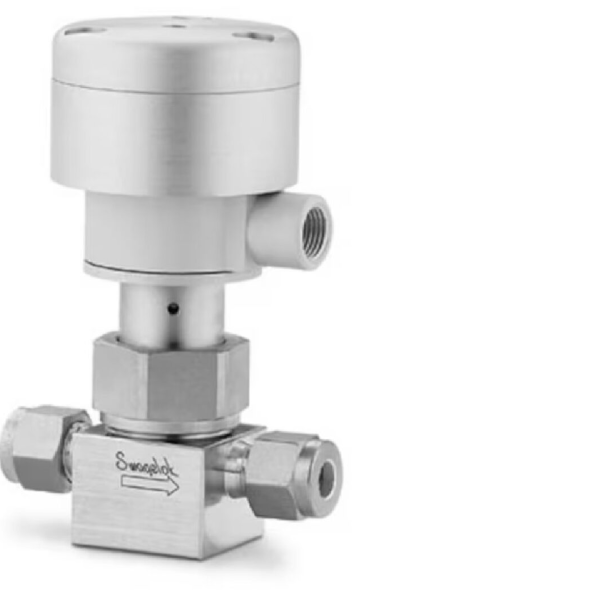 Stainless Steel Bellows Sealed Valve, Gasketed, PCTFE Stem Tip, 10 mm Swagelok Tube Fitting, SC-11 Cleaned, NC Actuator. SS-10BK-MM-1C