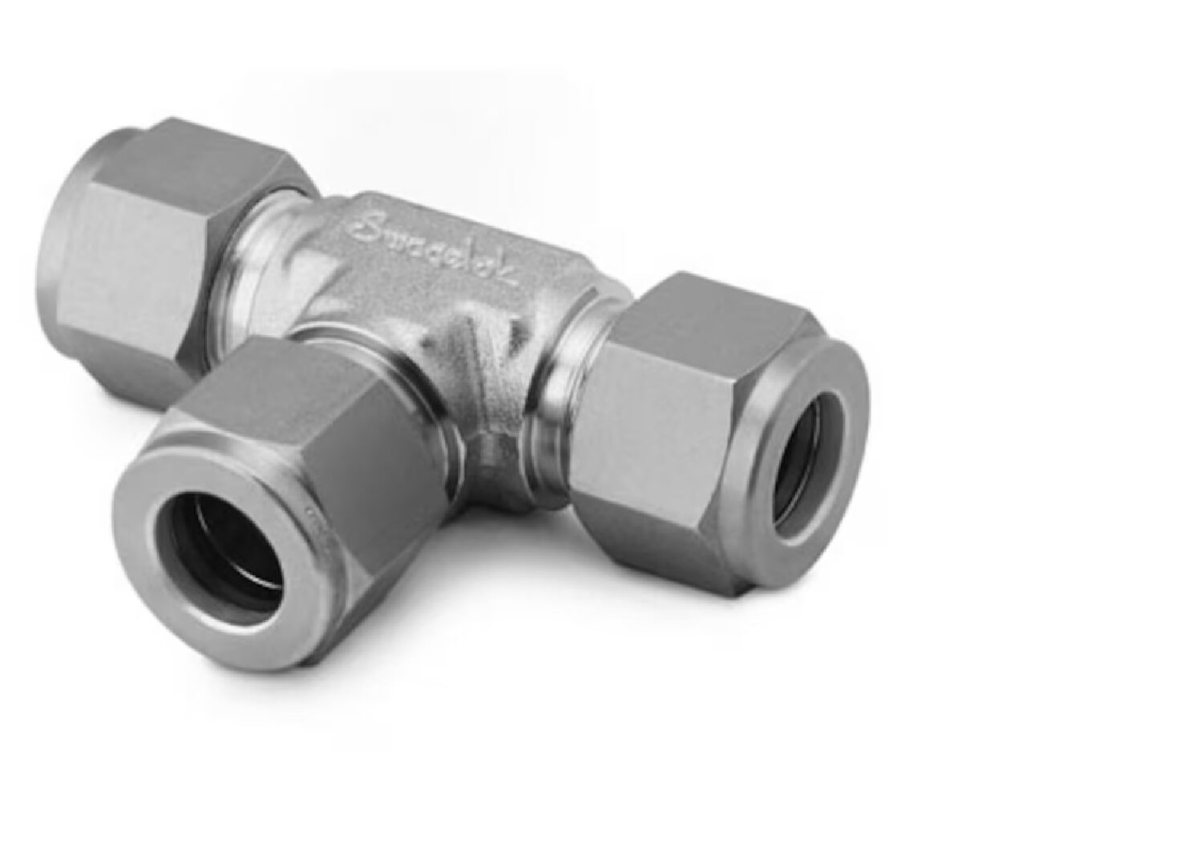 Stainless Steel Swagelok Tube Fitting, Reducing Union Tee, 10 mm x 10 mm x 6 mm Tube OD. SS-10M0-3-10M-6M