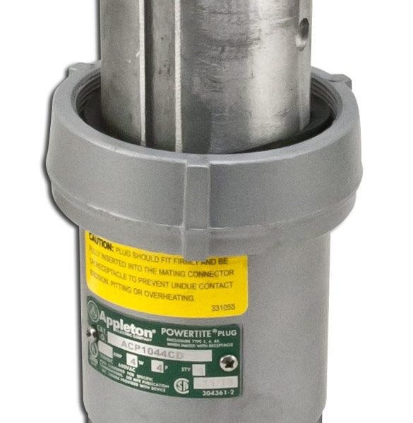100A raintight industrial plug, 3-wire 4-pole, by Appleton