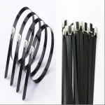 Image of 300mm stainless steel PVC-coated cable ties for heavy-duty bundling