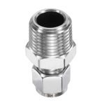 Stainless steel pipe fitting adapter from 1/2" NPT male to 8mm compression
