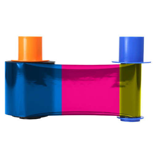 Fargo 045210 YMCKOK full-color ribbon with two black panels and overlay, 500 prints, compatible with Fargo DTC4500 and DTC4500e