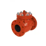 Image of Mueller 10-inch Swing Check Valve, model A-2122-B13, ductile iron, epoxy-coated red, UL/FM approved