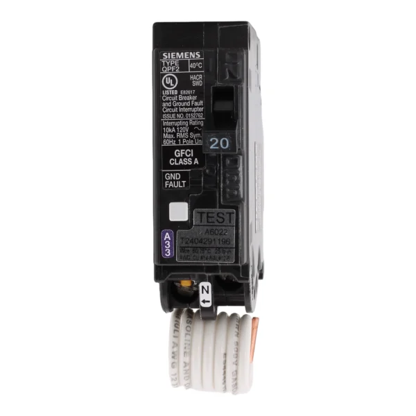 Siemens QF120A GFCI Ground Fault Circuit Breaker 20A 120V