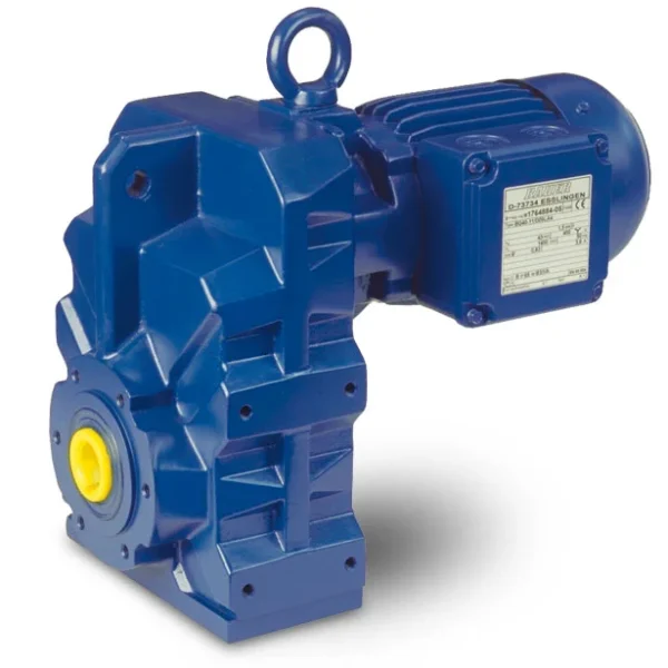 Image of Bauer Geared Motor, part number BF90X-04W/D16MA4-TF/EKS075B6/C2, showing gearbox, motor housing, and brake system