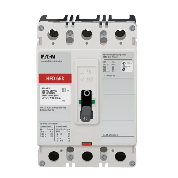 EATON HFD3040 Circuit Breaker 40A 3-Pole
