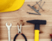 Essential industrial tools and heavy equipment used for large construction projects on a commercial building site.